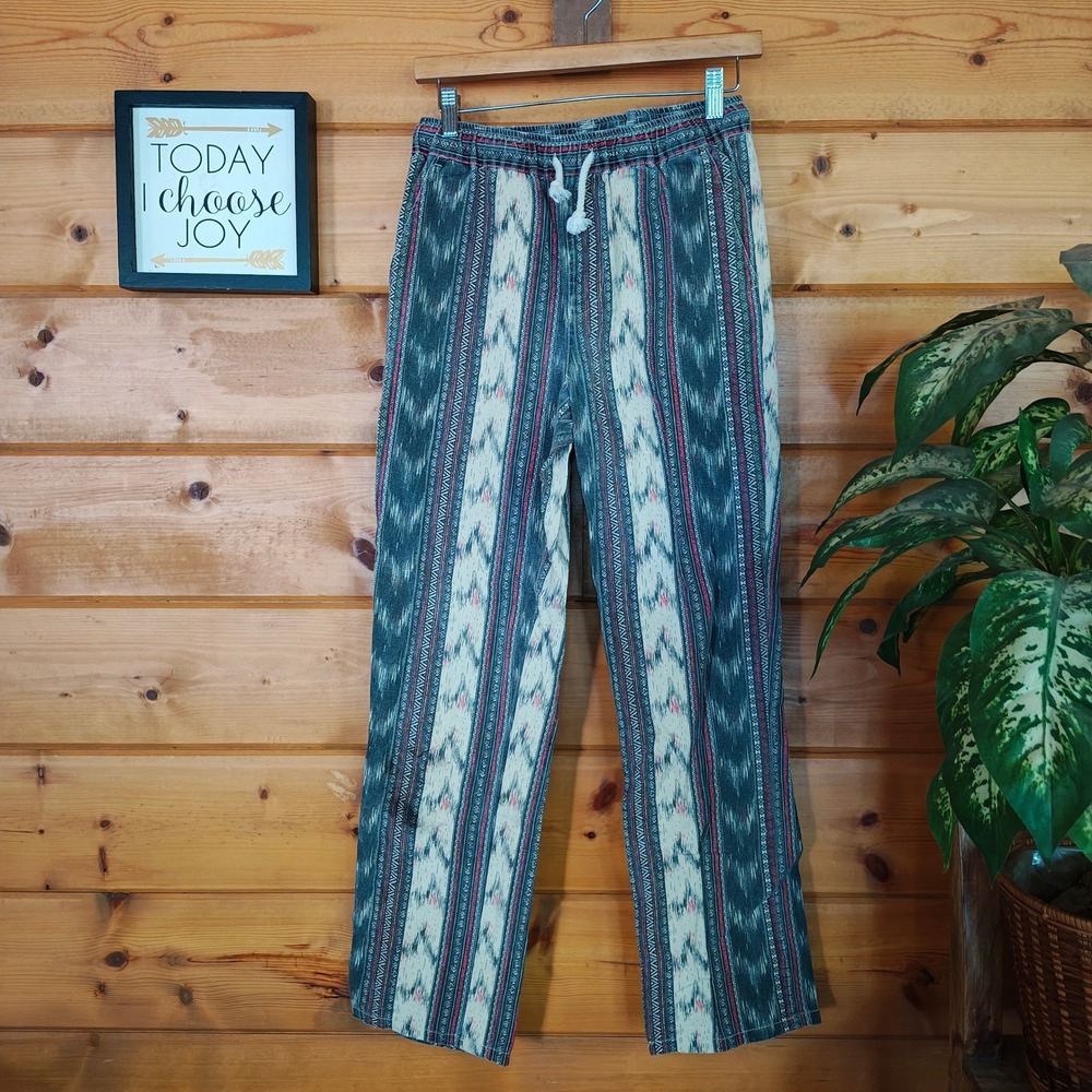 Asos Southwestern Striped Boho Pull On Stretch Straight Leg Pants Size 28 X 30"‎